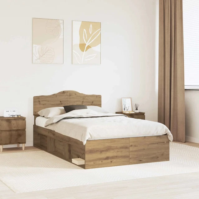 BED FRAME ARTISIAN Oak 120 x 200 cm Solid Pine Wood vidaXL £243.70 ...