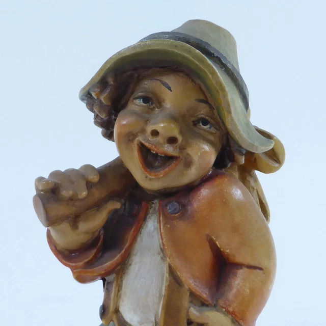 JOSEF OHMAYER OBERSTDORF Holzschnitzerei Holz Figur Wanderjunge 20 cm