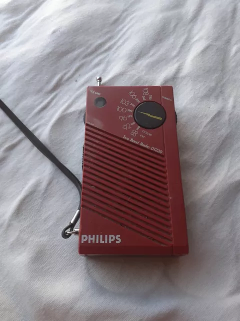 Philips Radio Transistor Pocket D1230 Rouge Années 70 Vintage