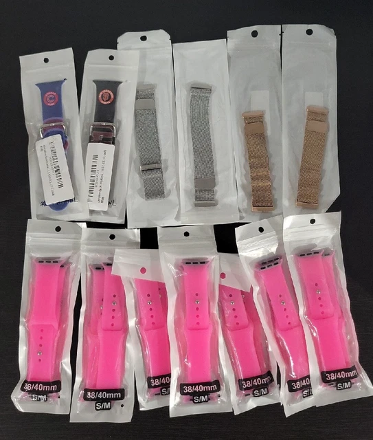 Lot of 9 New Silicone & 4 Metal Bands for Smart Watch 38-44mm - Unbranded