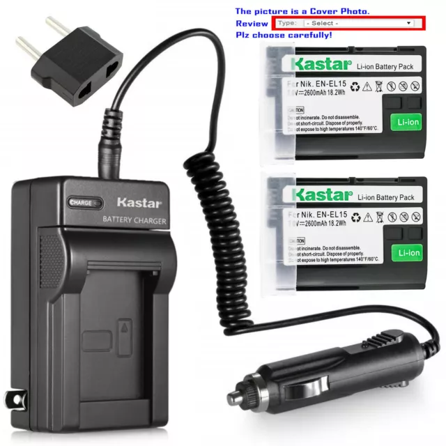 Kastar Battery Travel Charger for Nikon Original EN-EL15 Nikon Genuine MH-25A