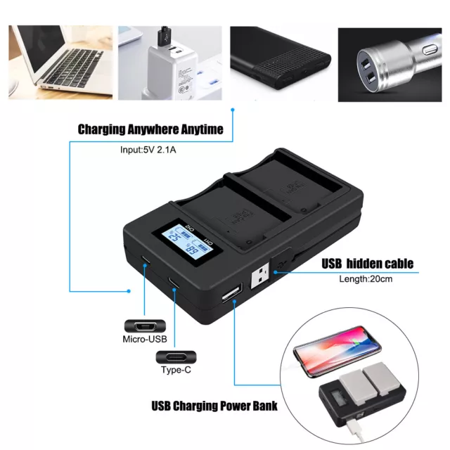 LP-E8 Battery LCD charge Set for canon EOS 550D 600D 700D Kiss X5 Rebel T3i T2i