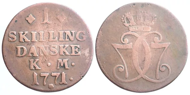 Danemark, 1 Skilling Danske Km 1771