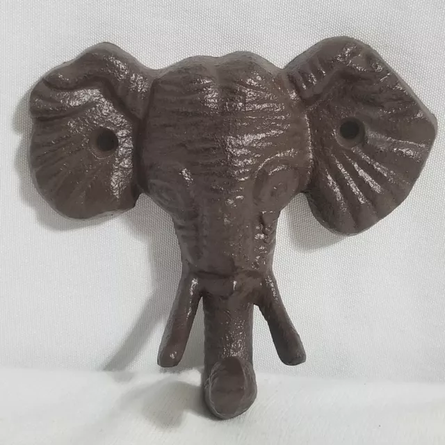 Elephant Wall Hook Cast Iron Key Coat Towel Hanger Cabin Lodge Antique Style New