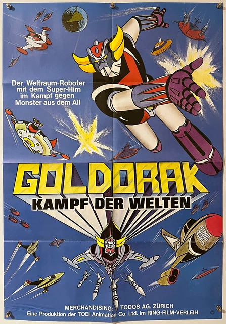 Poster Toile Coton Goldorak Grendizer UFO - Vintage Années 70 - Neuf - Multicolore - Pour Décor Manga