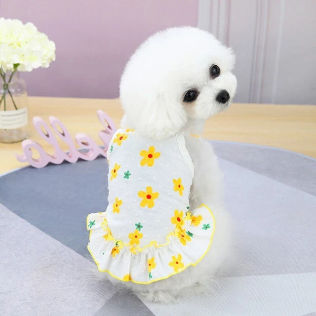 Pet Puppy Dog Princess Skirt Floral Chihuahua Sleeveless Dress Coat Sling Dress