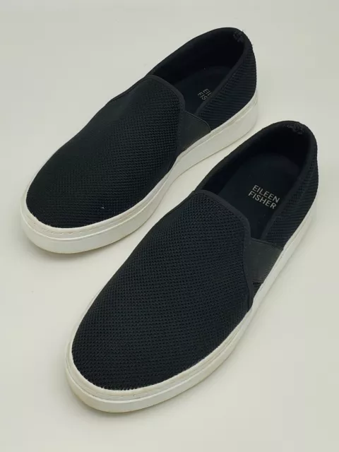 Eileen Fisher Black Slip-on Mesh Platform Sneakers Size 7.5 US