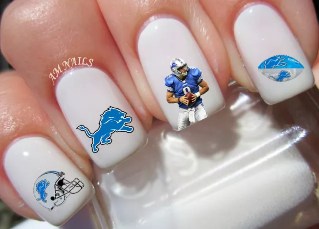 Detroit Lions Nail Art Stickers Transfers Decals Set of 36 - A1354