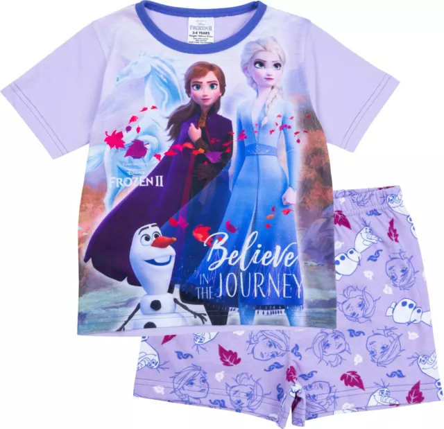 Official Girls Disney Frozen II Pyjamas Short Summer Pyjamas Anna Elsa Olaf Pjs