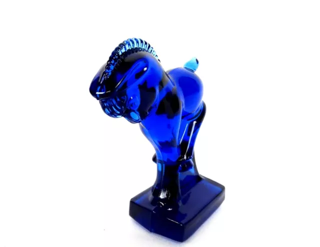 Imperial Glass Signed Ultra Blue Kicking Horse 4" Figurine Paperweight 1958-1976 3