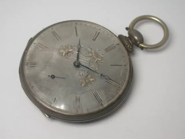 wunderschöne alte englische Taschenuhr Silber 2