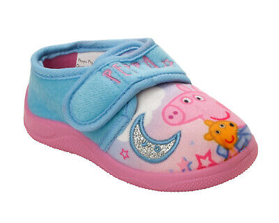 Girls Peppa Pig Pink / Aqua Official Character Novelty Slippers Uk Size 5-10