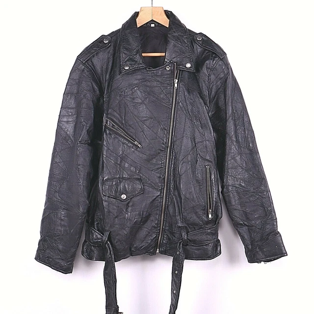 Vintage Leather Jacket Biker Motorcycle Size XL 90s