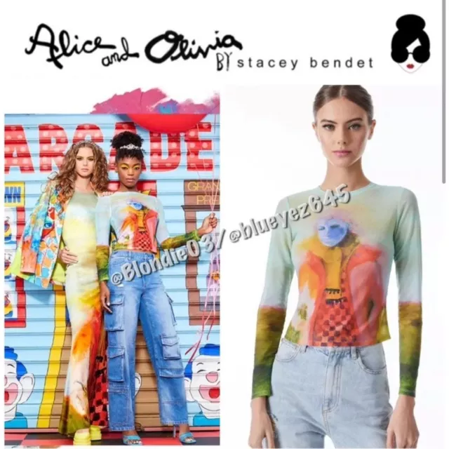 Alice + Olivia “Delaina” long sleeve crop top S