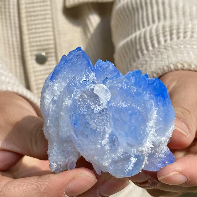 180G  New Find sky blue Phantom Quartz Crystal Cluster Mineral Specimen Healing