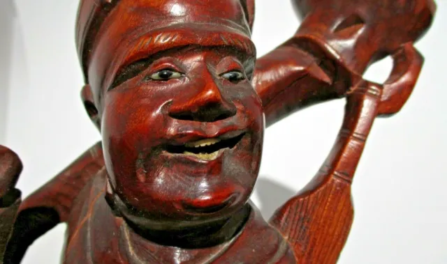 Vintage Asian Natural Boxwood Statue of Deities Folk Hero 14" 3
