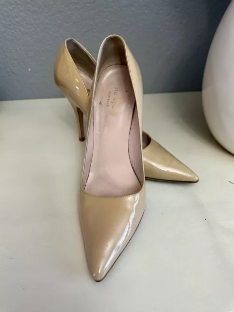 Sexy Kate Spade New York Beige Patent Leather Heels Women's Size 6 B