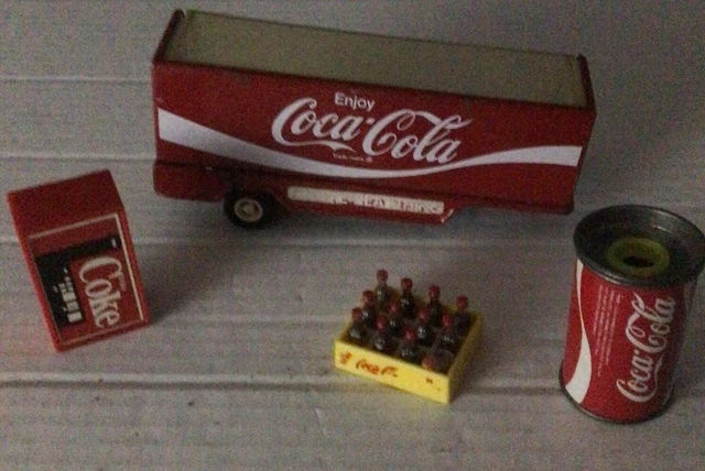 Misc Coca Cola Toy Items,Truck Trailer,Sharpner,Mini Pop Case,Machine Misc Coca Cola Toy Items,Truck Trailer,Sharpner,Mini Pop Case,Machine