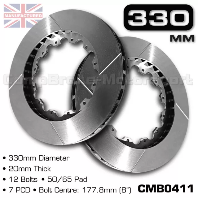 Brake Disc / Rotor 330Mm X 20Mm 12 Bolt (50Mm Pad) 8" Pcd - Pair Cmb0411