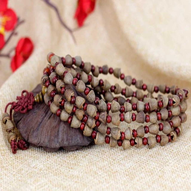 108 Rudraksha beads Cuff Men Mala Buddha Lucky Bracelet Seven Chakras Buddhism