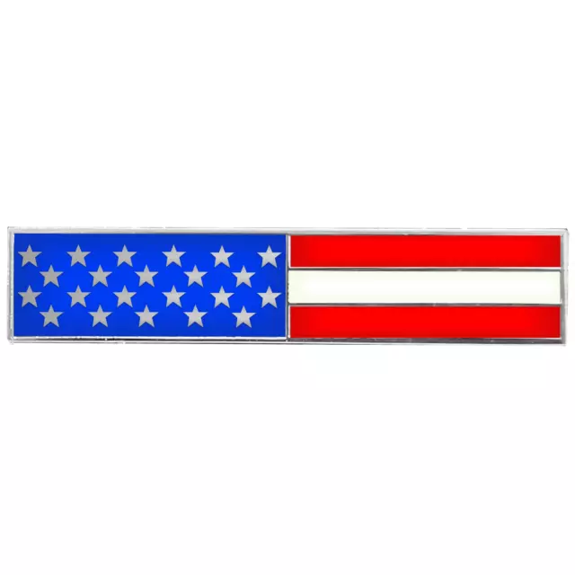 EL7-021 Silver US Flag Metal and Cloisonné Citation Commendation Bar Pin Police