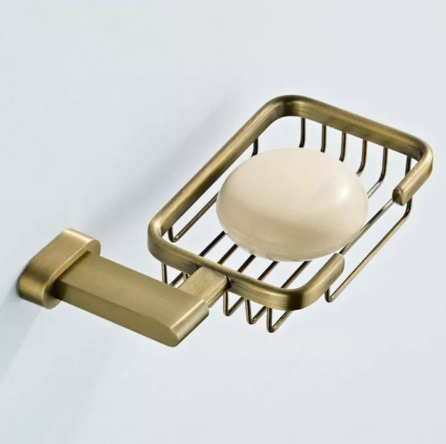 Brass Soap Dish Basket Storage Hanger Shelf Bathroom Wall Mounted Holder Antique