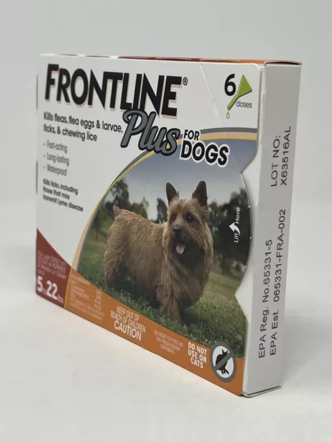 Frontline Plus For Dogs Flea & Tick Control 5-22 lbs 6 Doses 2