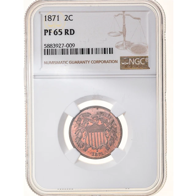 [#970332] Coin, United States, 2 Cents, 1871, Philadelphia, Proof, NGC, PR65RD,