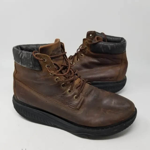 Skechers 66507 Boots Men Size 13 Brown Leather Shape Ups Work Shoes Lace Up