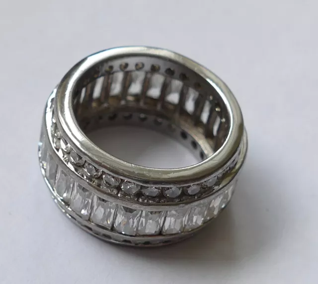 Ring viele Zirkonias Brillantschliff Metall versilbert Vintage 90er ring 3