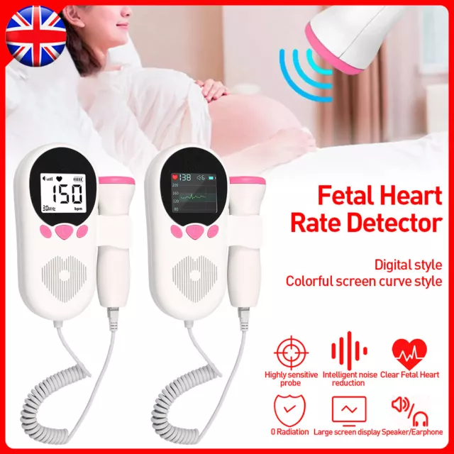 Doppler Fetal Heart Beat Rate Detector Probe Prenatal Monitor Ultrasonic Baby