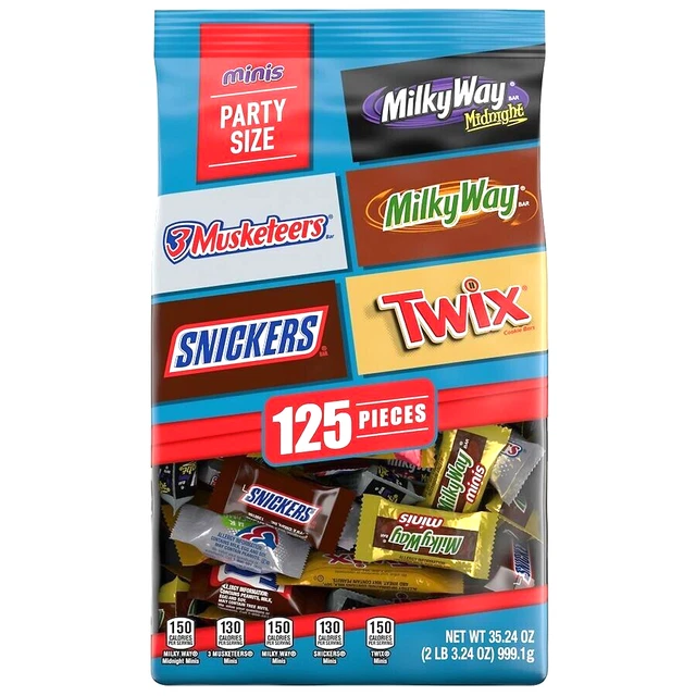 Mars Candy Bars Minis Bag - 125 Pcs. Twix/ Snickers/ 3Musketeers/ 2 MilkyWays