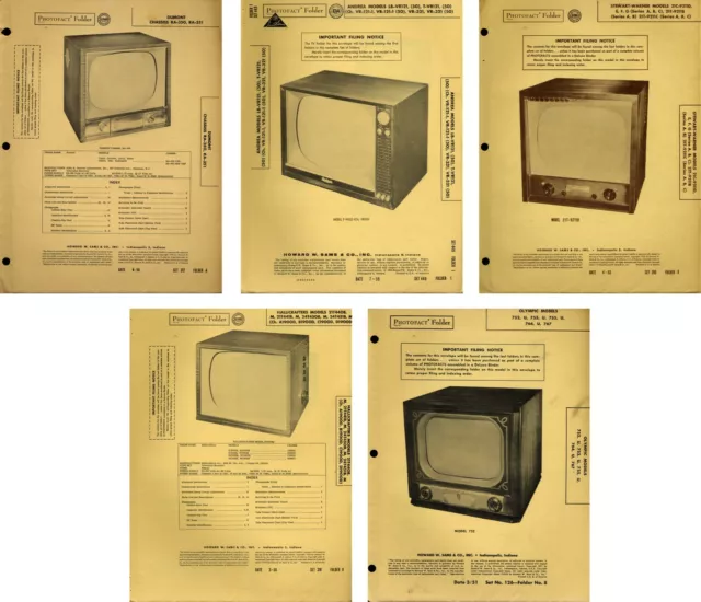 Sam's Photofact Folders (5) for TVs See Description for detailed list PFAX15