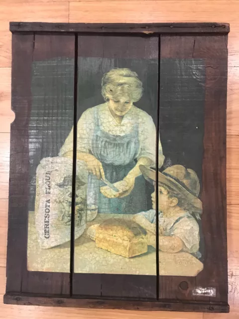 Original Raisinrak Ceresota Flour Ad Wood Sign