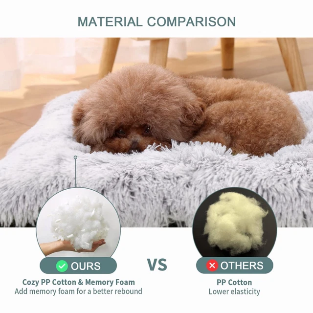 Portable Super Soft Gray-White Plush Dog Bed Foam Pet Mat 40x27'' for Large Dog 6