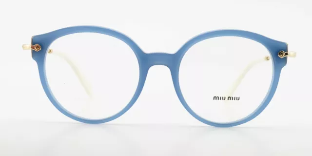 MIU MIU Brille Modell VMU 04P VlG 52-19 140 121 Blau Gold Panto Lady Italy + OVP