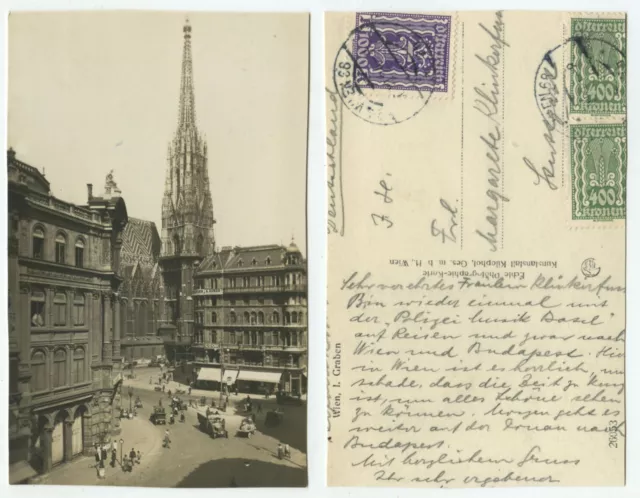 37714 - Wien - Graben - Echtfoto - beschnittene AK, gelaufen 1924