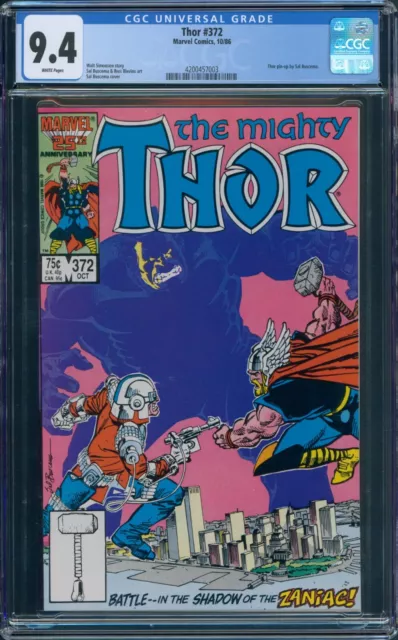 The Mighty Thor #372 CGC 9.4 White Pages 1st Time Variance Authority Marvel 1986