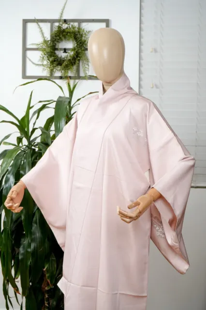 Dear Vanilla Japanese Silk Kimono Women's Robe Gown Authentic Japan Vintage Mint 2