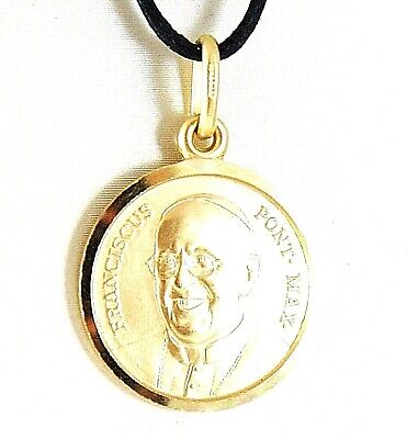 Solid 18K Yellow Gold Pope Francis Francesco Francisco 15 Mm Medal Made In Italy