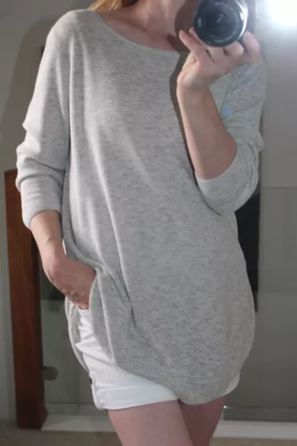 Eileen Fisher Freizeit Bio Baumwolle Pullover 3/4 Ärmel grau Melange Gr. S