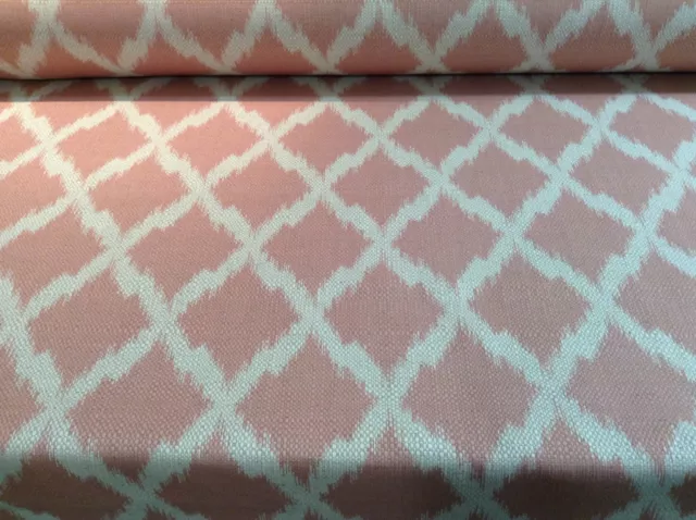Ikat Pink/ Natural Oatmeal Linen & Bamboo  Curtain/Blind/Upholstery Fabric