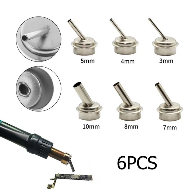 Lot De 6 Buses Incurvées à 45° Pour Station à Air Chaud Quick 861DW - Tailles 3 à 10 Mm, Acier Inox