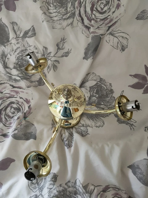 Vintage Ceiling Light traditional brass gold 3 way retro chandelier