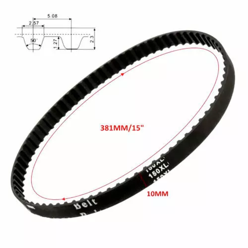 150XL Black 150XL037 Timing Belt 75 Teeth Cogged Rubber Geared Belt 10mm Widths