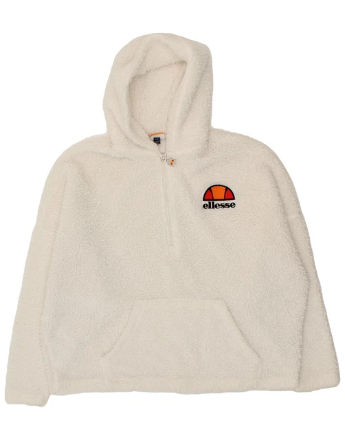 ELLESSE WOMENS FLEECE Zip Neck Hoodie Jumper UK 12 Medium White Polyester CC76 23.58 PicClick UK