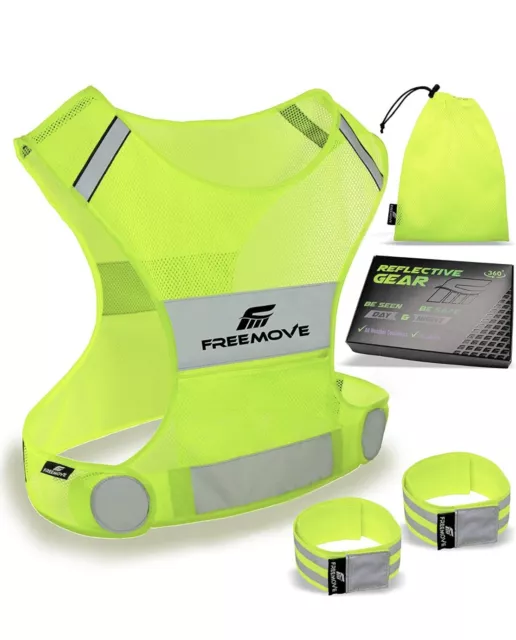 Reflective Vest Running Gear + 2 Bands & Bag/Ultralight & Comfy Safety Vests XL