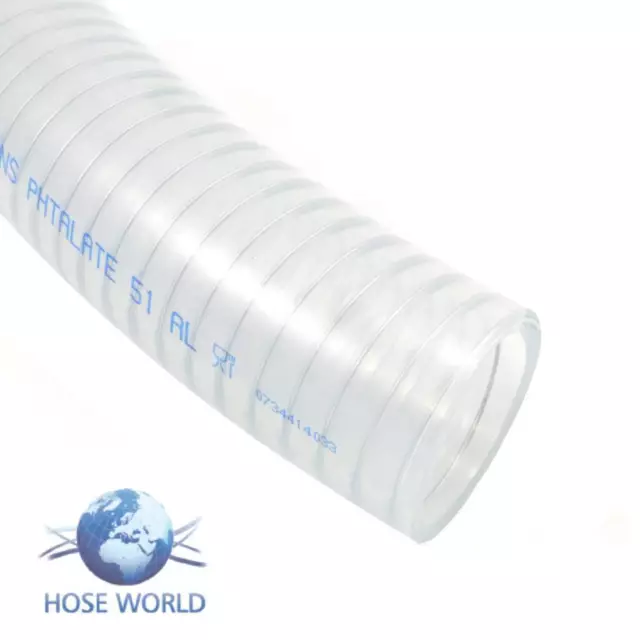 Clear Food Quality Pvc Suction Hose With Wire Spiral  **Price Per Metre**