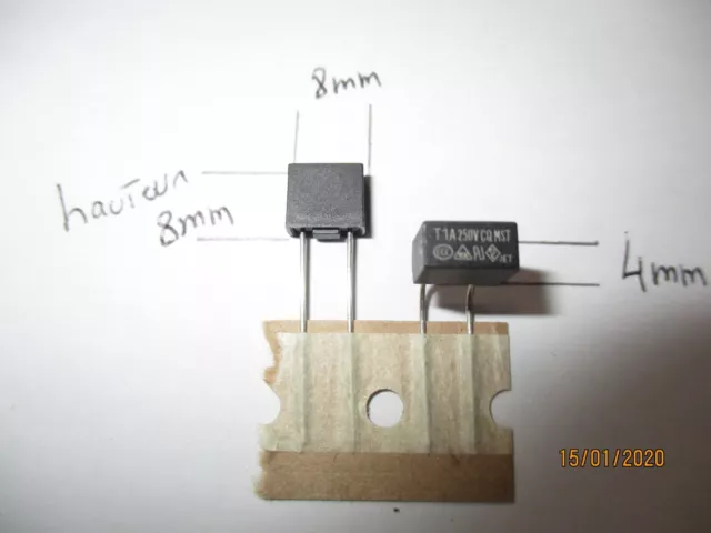 1AT / 250V Fusible PCB Miniature TE5 en lot de 2 pieces