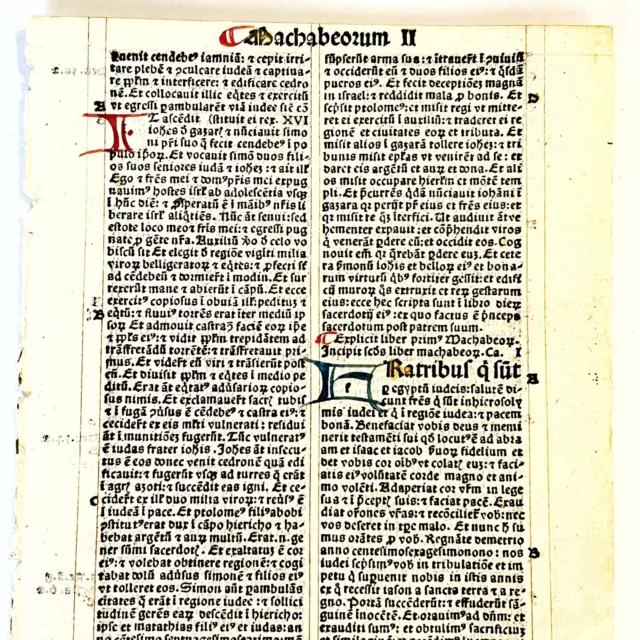 RARE 1495 Froben Incunable Poor Mans Bible Leaf Manuscript Christian Medieval F